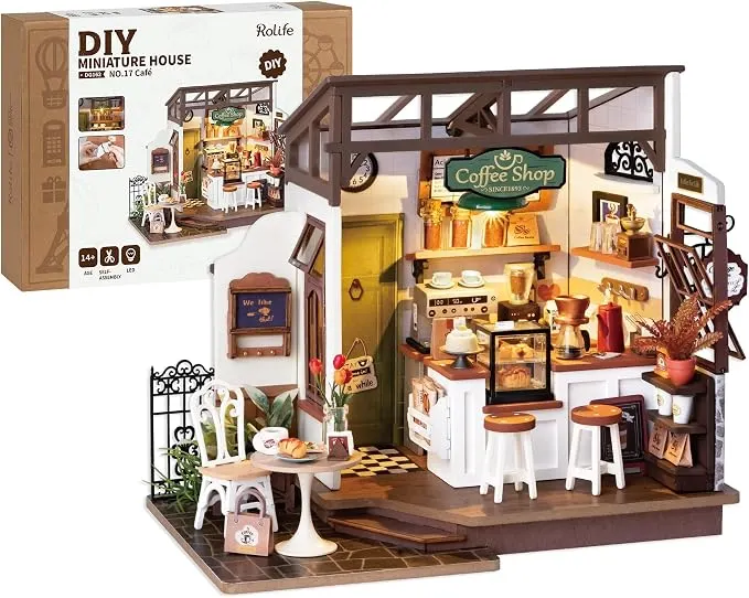DIY Miniature Coffee Shop Kit with LED