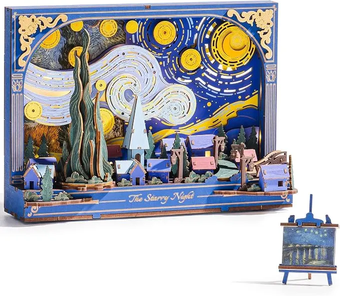 Starry Night 3D Wooden Puzzle with LED
