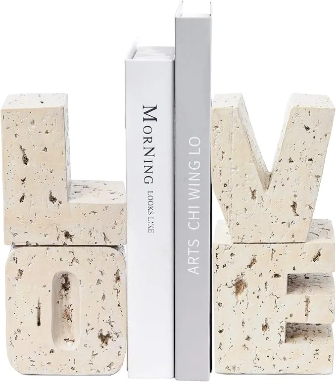 Love Sculpture Bookends, Small Farmhouse