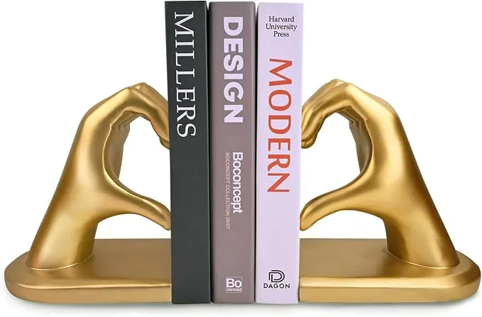 Gold Heart Hands Bookends