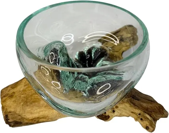 Molten Glass Vase on Driftwood Base