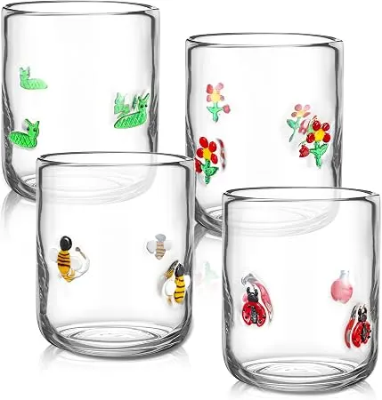 Vesici Hand-Blown Cocktail Glasses, Set of 4 (Ladybug)