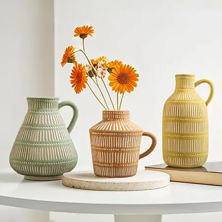 LIZOFER Boho Ceramic Vase Set of 3