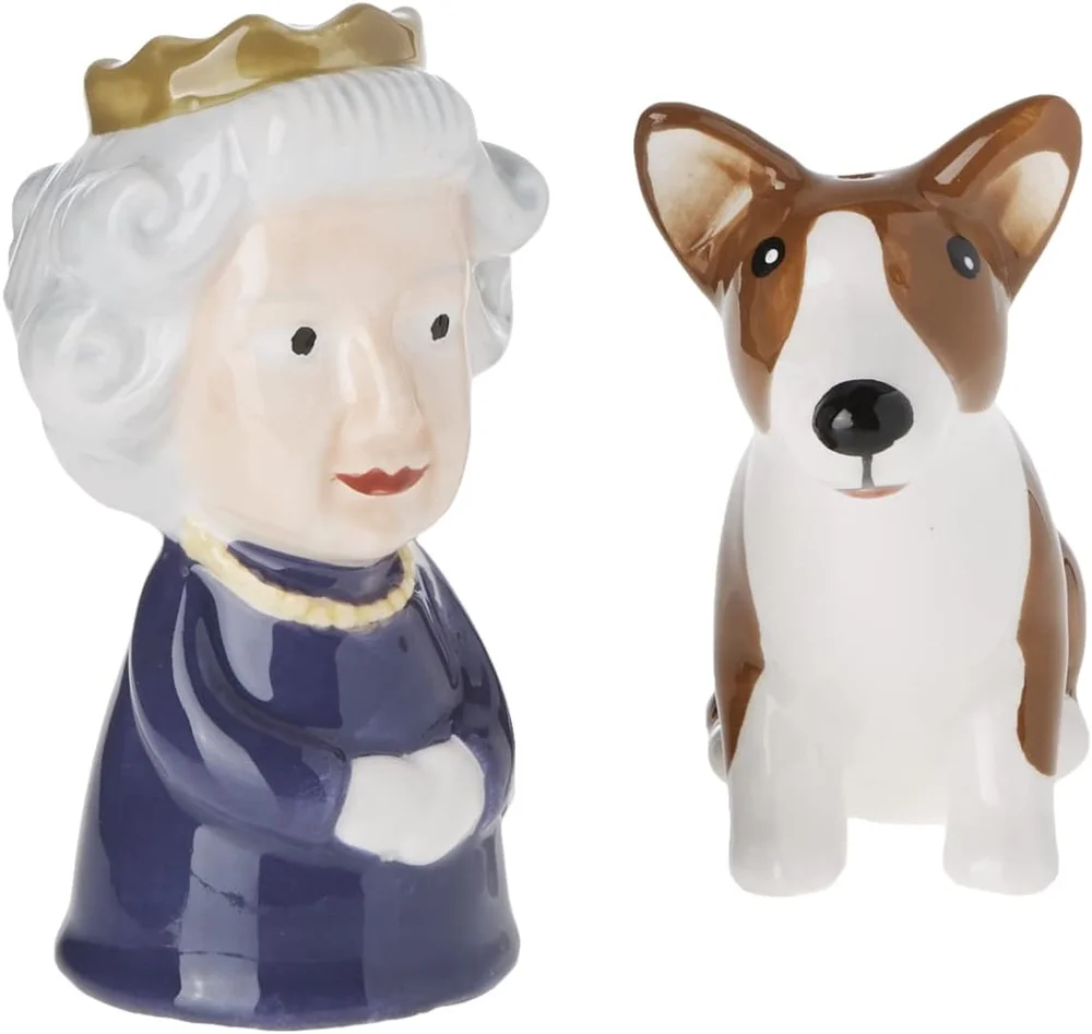 Abbott Collection Queen and Corgi Salt & Pepper Shaker Set, Ceramic