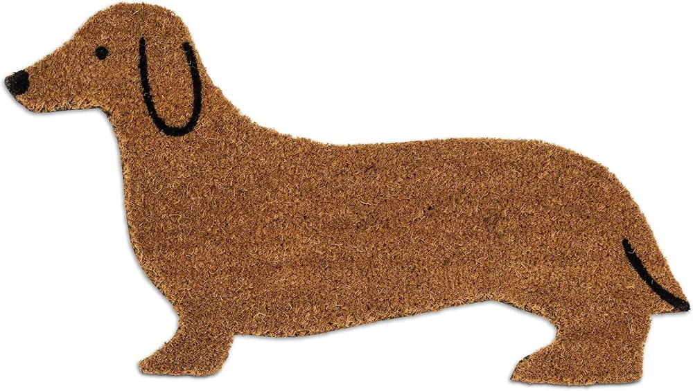 Abbott Collection Dachshund Shaped Doormat, Coir Fiber, Brown, 18x30"