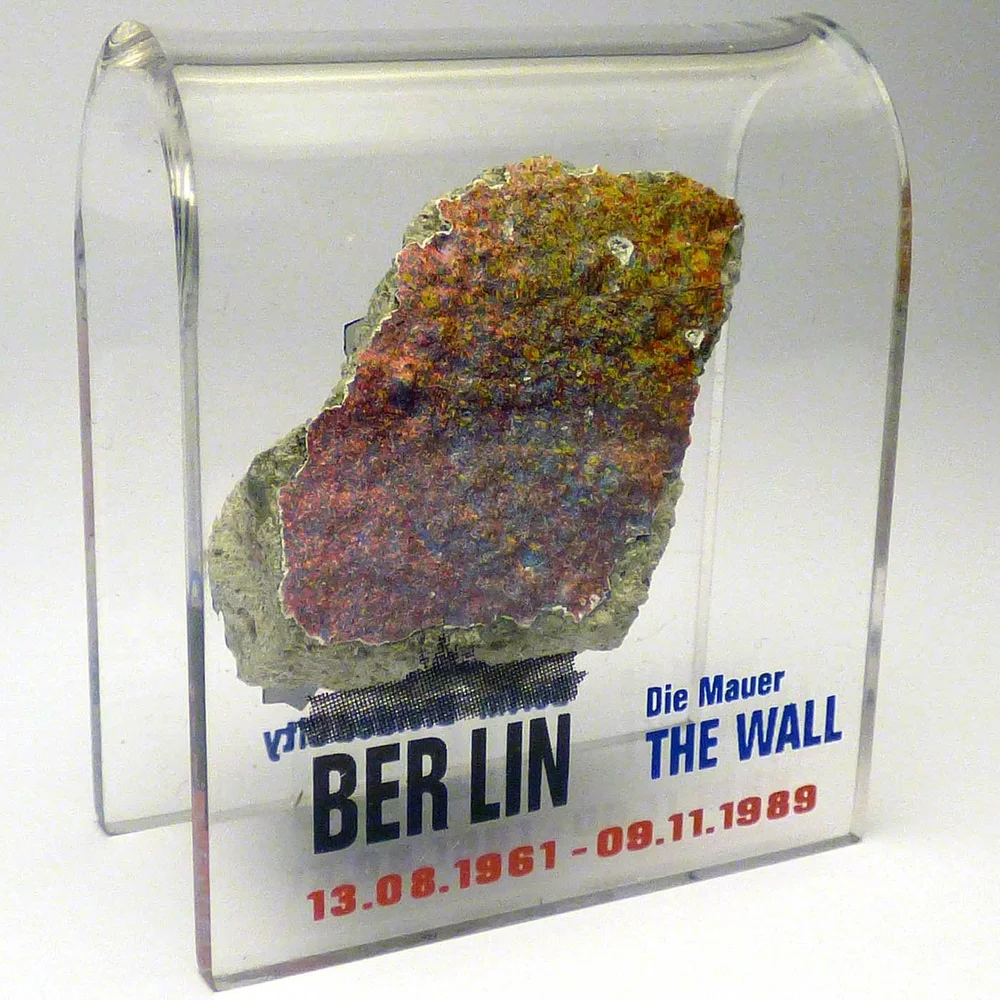 Original Piece of the Berlin Wall, Authentic Souvenir Mounted in Acrylic Display