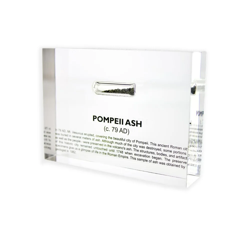 Authentic Pompeii Ash Artifact Display, Handmade in the USA, Encased in Lucite Acrylic