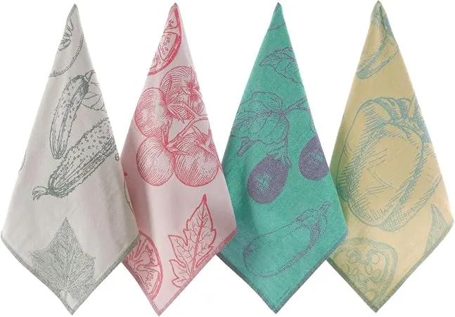 Turkish Cotton Jacquard Towel Set, Garden Vegetables