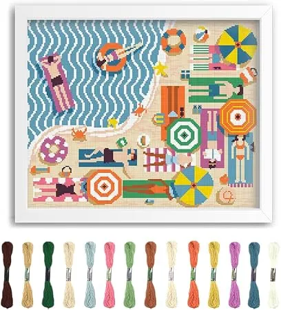 Flamingo Pattern Stamped Cross Stitch Wall Hanging Kit