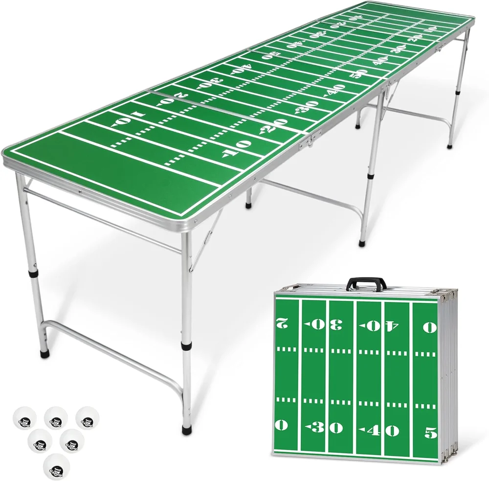 GoPong 8-Foot Portable Beer Pong / Tailgate Table, Football