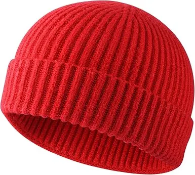 ROYBENS Swag Wool Knit Cuff Fisherman Beanie (Red)