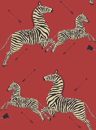 NuWallpaper x Scalamandre Red Masai Zebra Safari Peel and Stick Wallpaper
