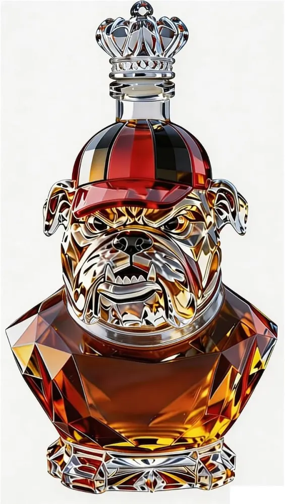 Bulldog-Shaped Decanter with Hat