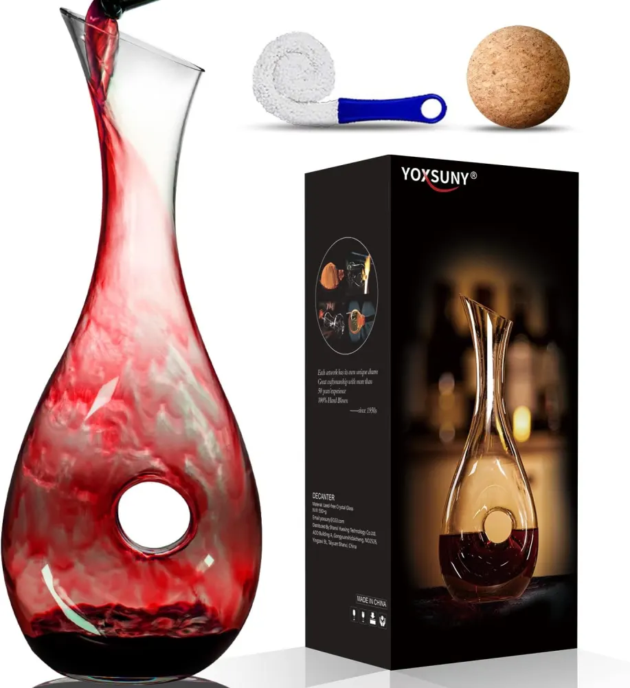 YOXSUNY Snail Wine Decanter with Cork Stopper and Cleaning Brush