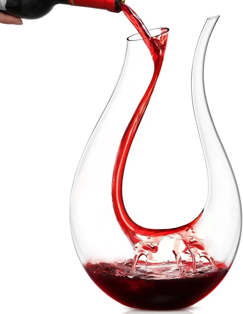 Smaier Wine Decanter, U-Shaped Lead-Free Crystal Carafe (1500ml)