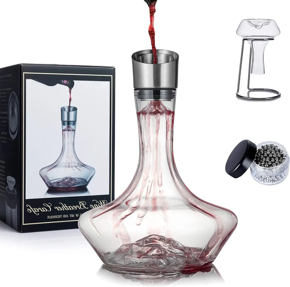 YouYah Iceberg Wine Decanter Set with Aerator Filter and Drying Stand (1400ml)