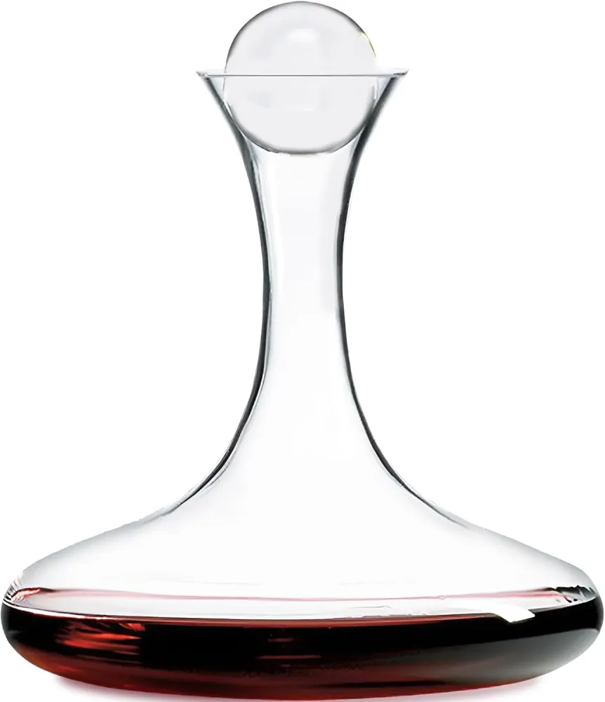 Large Hand-Crafted European Wine Decanter, Crystal Ground Stopper (66 oz)