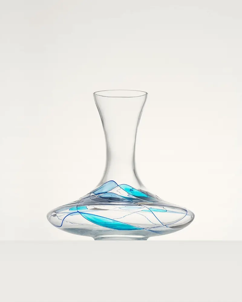 Sagrada Barcelona Hand-Painted Wine Decanter, Blue & Silver (50oz)