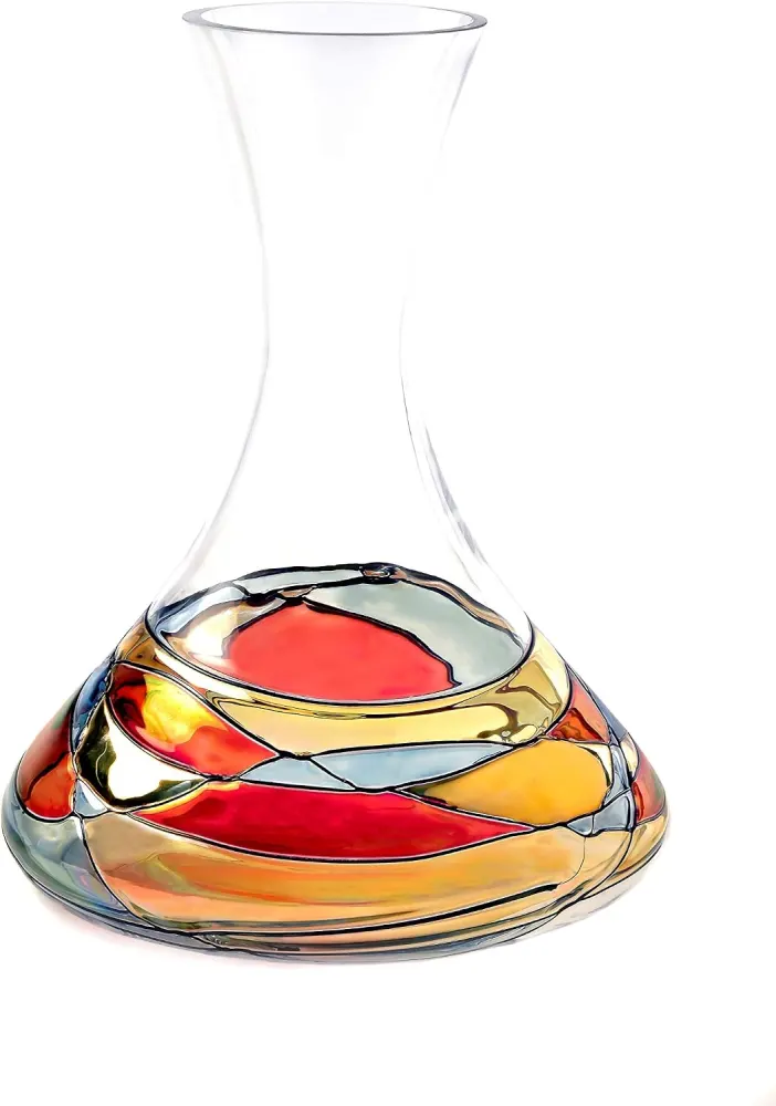 Sagrada Barcelona Hand-Painted Wine Decanter, Red Line (50oz)