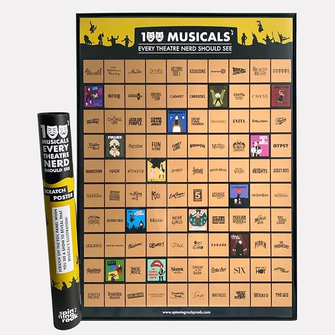 100 Musicals Every Theatre Nerd Should See -- Scratch Off Poster