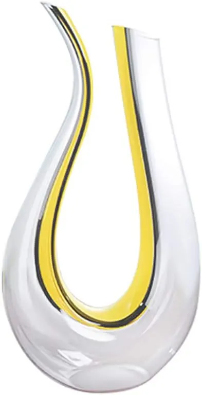 KG7HQRP U-Shaped Wine Decanter, Lead-Free Crystal (Yellow)