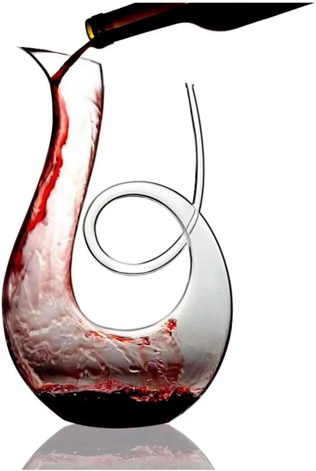 Hand-Blown Looped Wine Decanter Aerator, Lead-Free Crystal