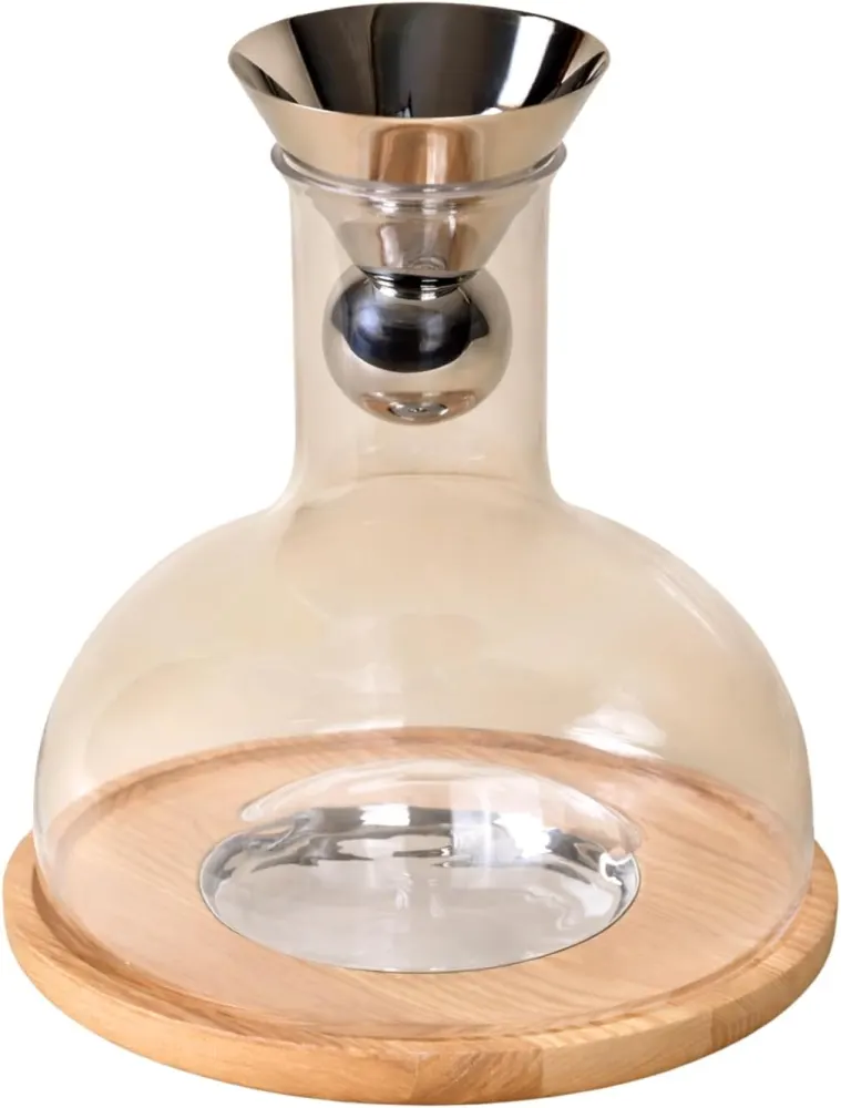 Holcomb Studio Birdie Wine Decanter with Ash Wood Trivet (69.3oz)