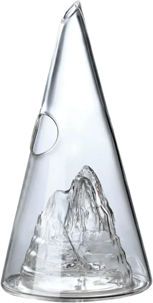 Hand-Blown Glass Wine Decanter with 3D Mountain Sculpture (650ml)