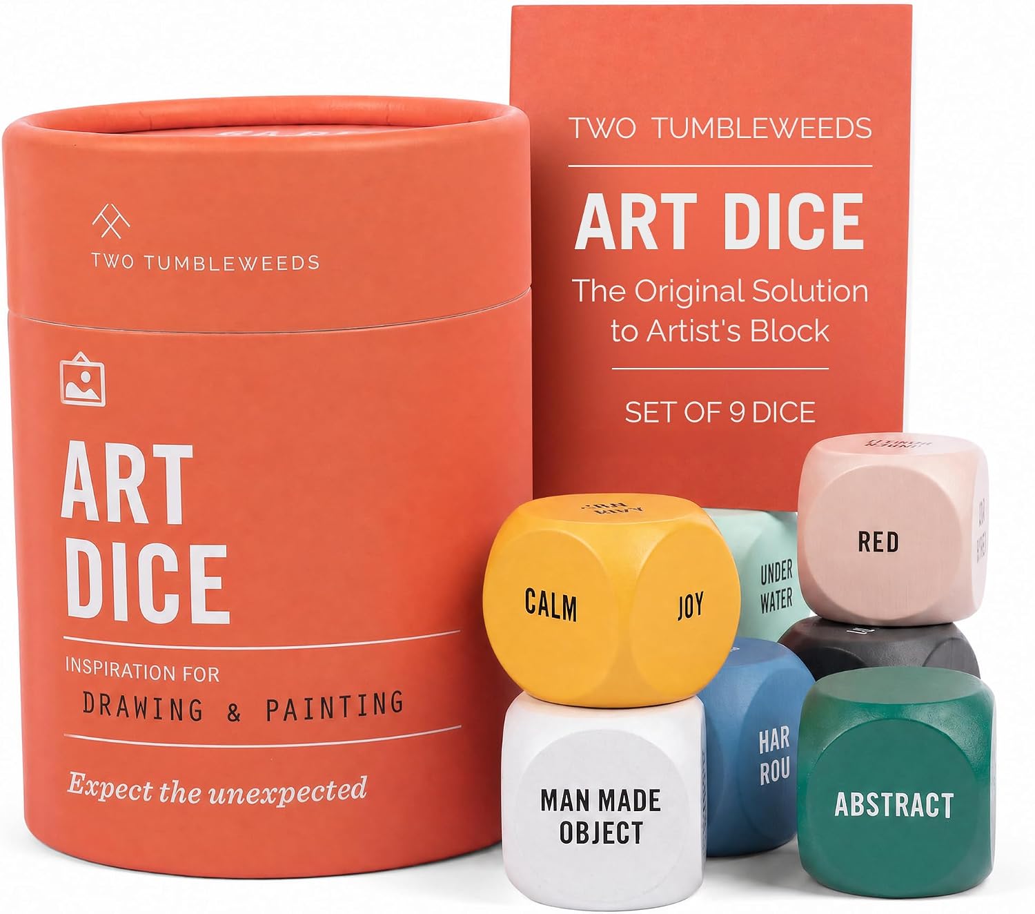Two Tumbleweeds Art Dice - Drawing & Painting Prompts, Set of 9 dice