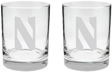 Northwestern Wildcats 2-Sided Satin Finish Rock Glass Set of 2 14oz