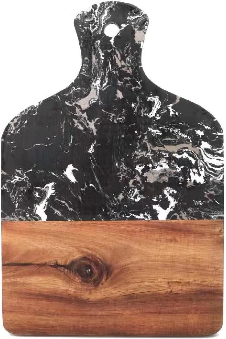 Azauvc Marble and Wood Cutting Board / Serving Tray (Black)