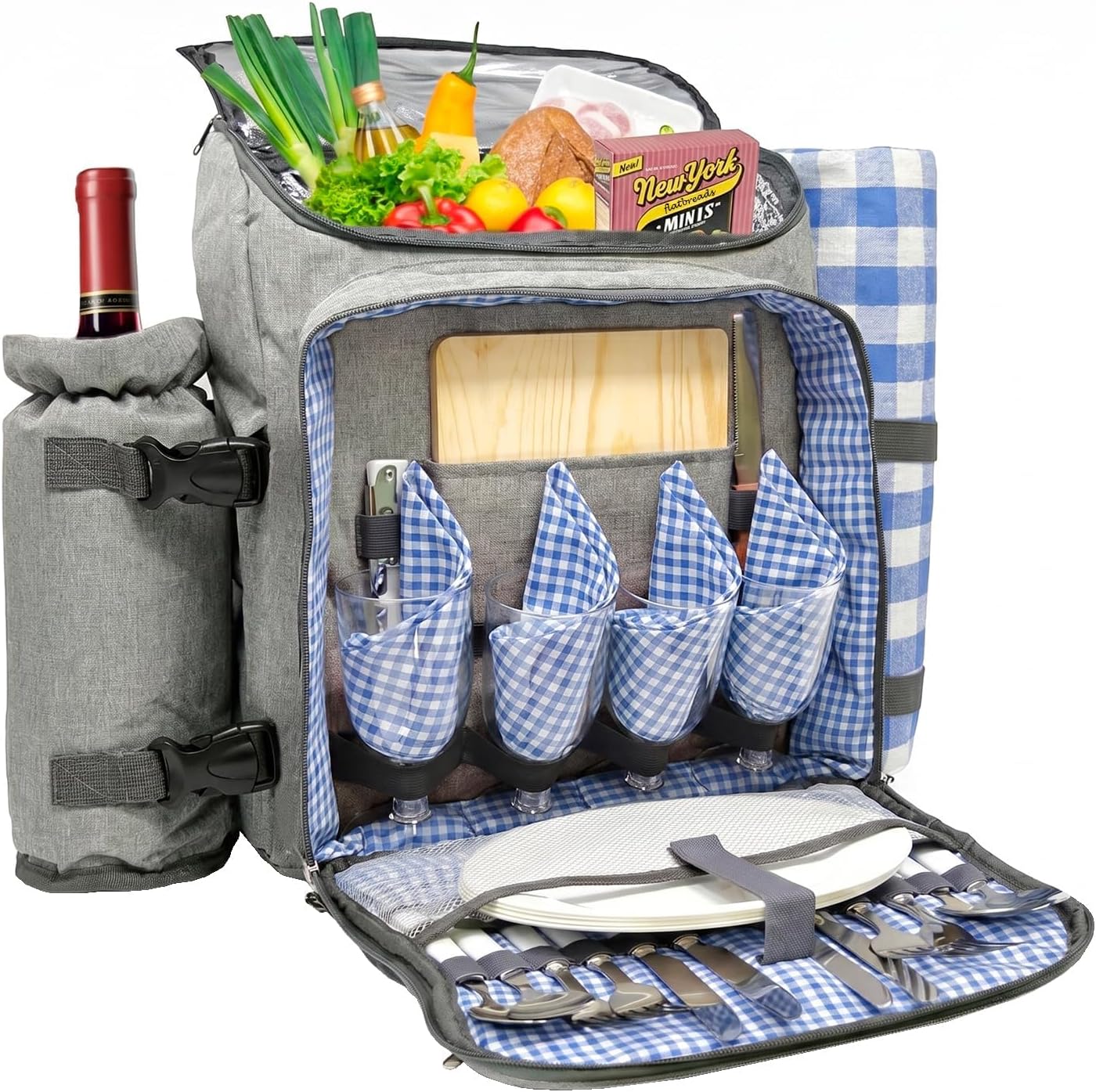 Nature Gear Insulated Picnic Backpack Set for 4