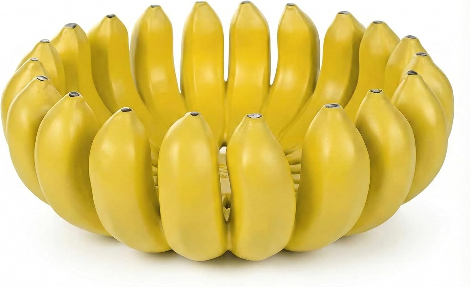 NATURABOWL 12-Inch Large Banana Fruit Bowl Holder, Handcrafted Art Centerpiece (Yellow)
