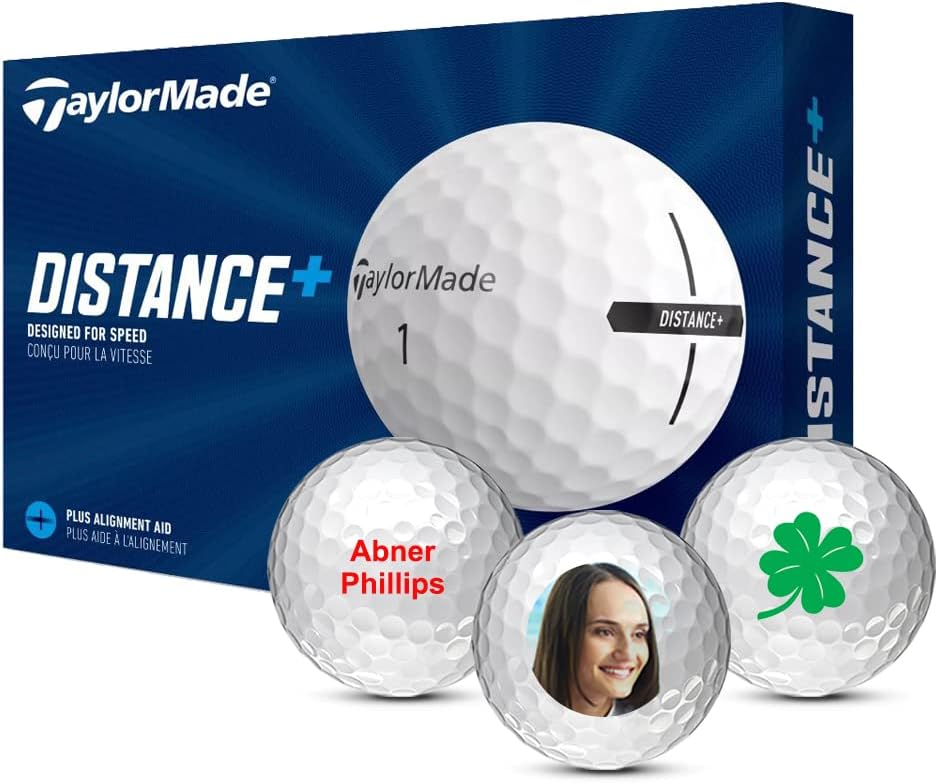 Taylormade Distance+ Custom Golf Balls, Personalized with Photo, Logo, or Text (1 Side Print)