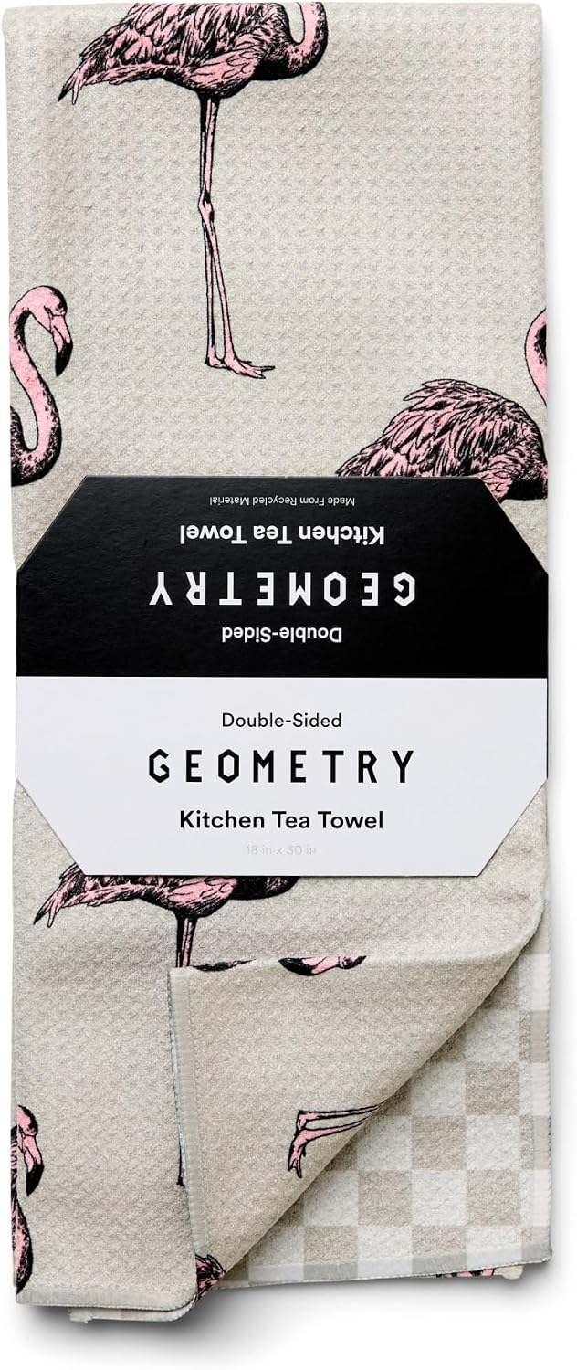 GEOMETRY Tea Towels, Spring & Summer Collection, Flamingo Dance (1 Pack)