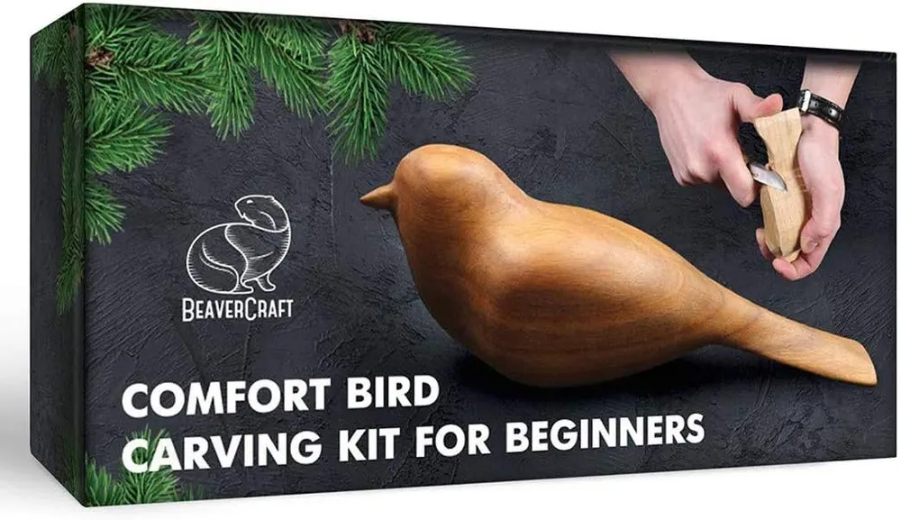 BeaverCraft Wood Carving Kit, Comfort Bird Whittling Knife Set for Beginners