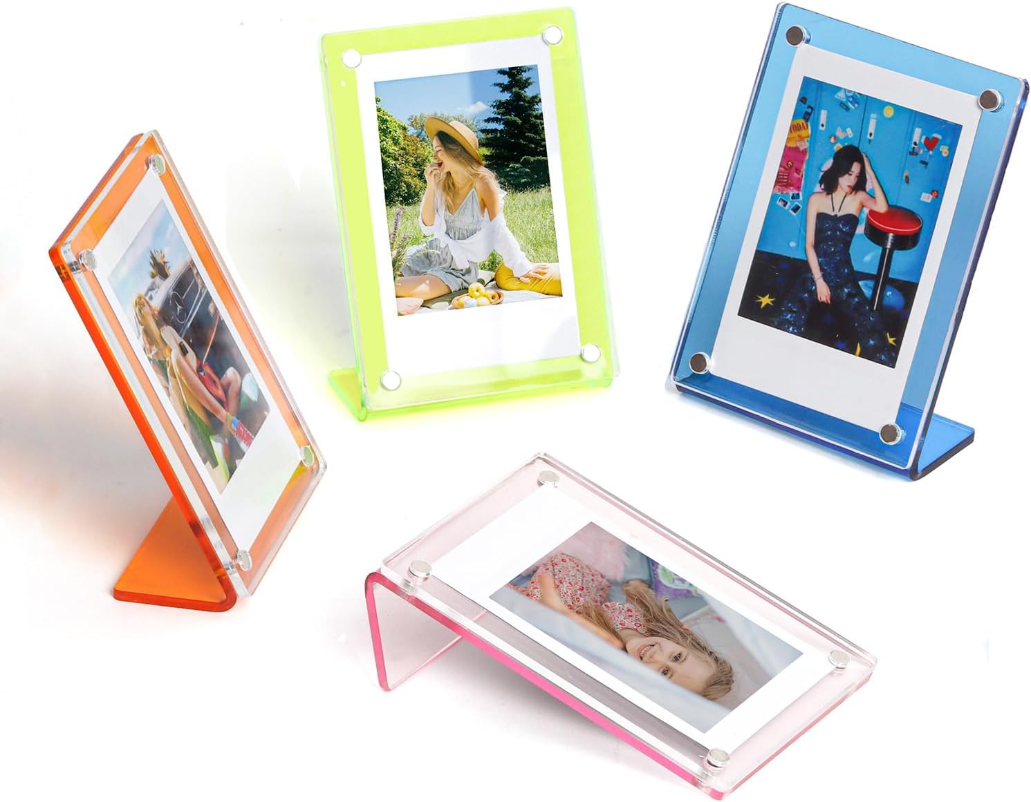 shantmay Acrylic Magnetic Picture Frames for Instax Polaroid, Colorful (4 Pack)