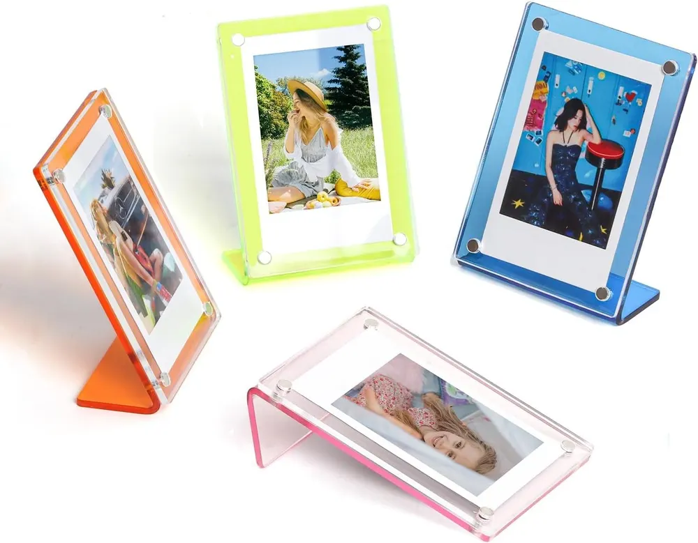 shantmay Acrylic Magnetic Picture Frames for Instax Polaroid, Colorful (4 Pack)
