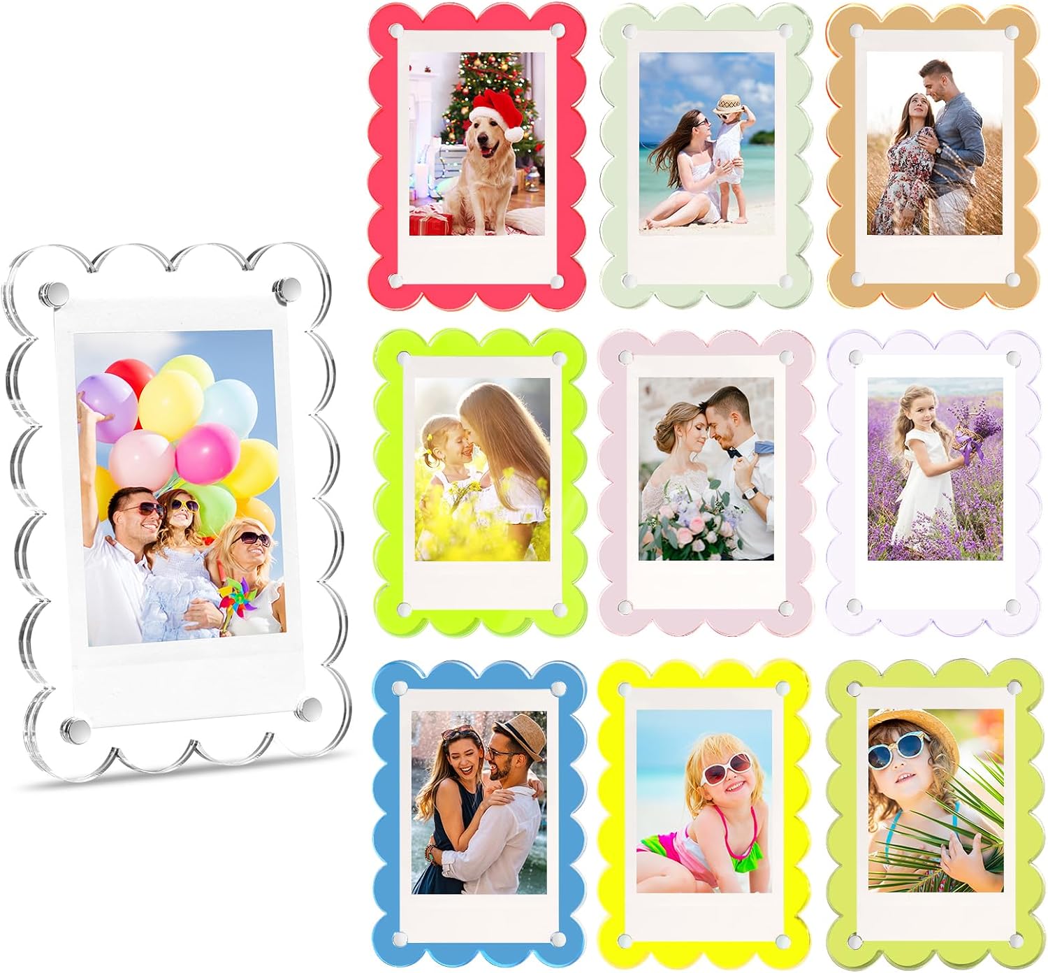 EZMeetU 10-Pack Acrylic Magnetic Fridge Frames for Polaroid & Instax Mini