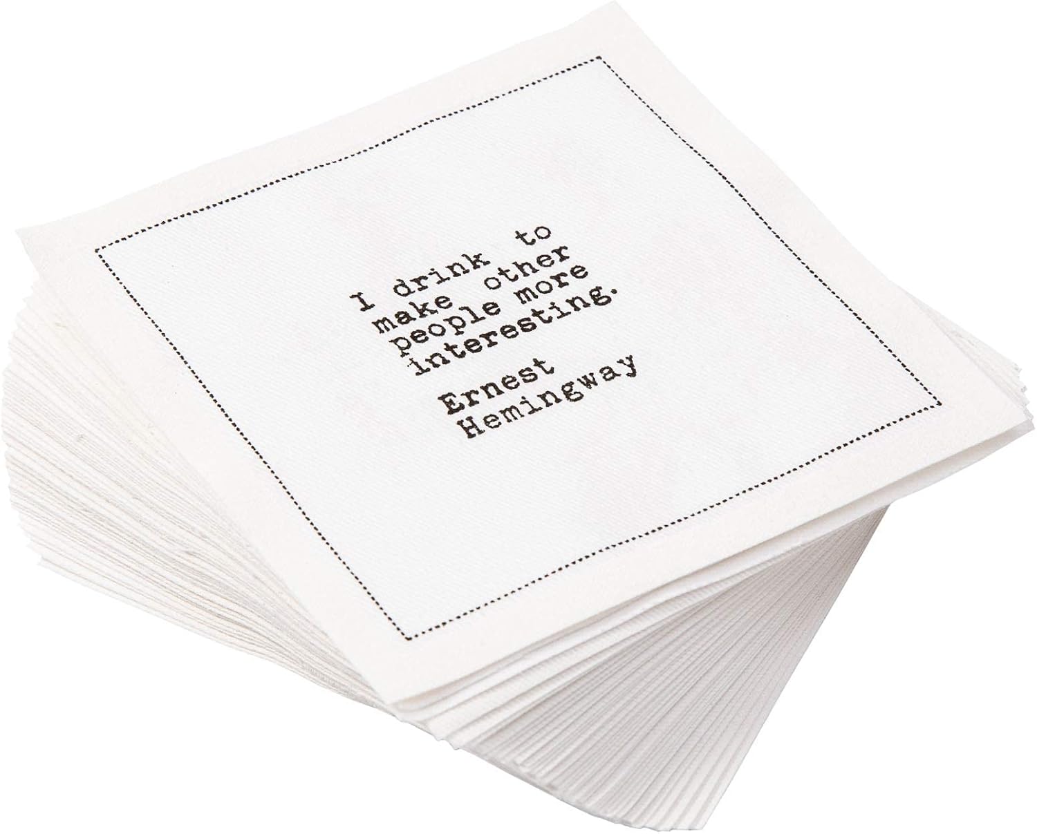 Five Star Funny Drinking Quotes White Cotton Cocktail Napkins, Set of 50