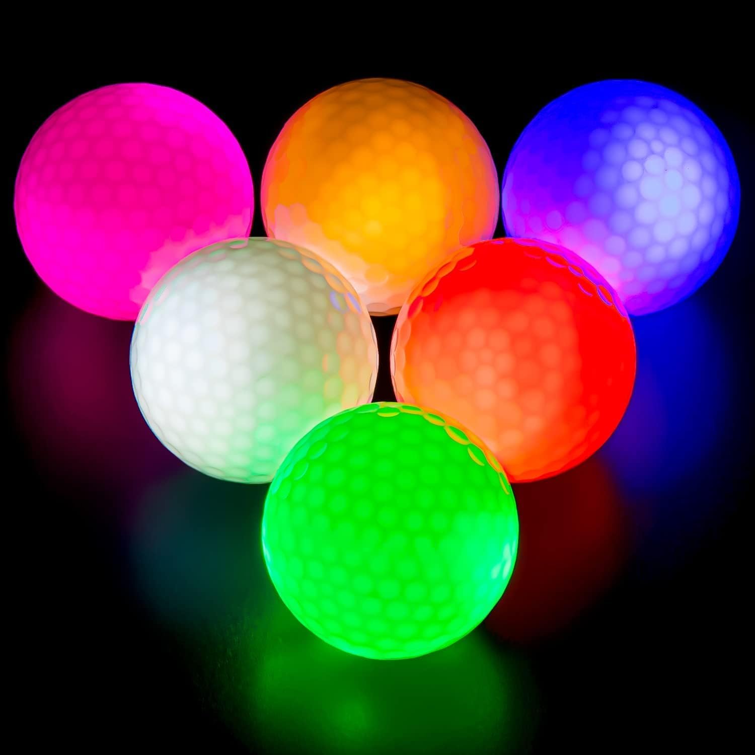 THIODOON Glow-in-the-Dark LED Golf Balls, 6-Pack