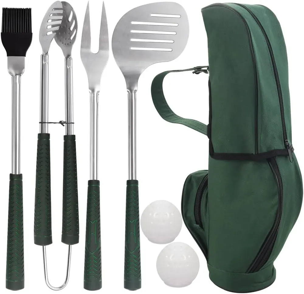 POLIGO Golf-Club Style BBQ Tool Set, 7 Pieces