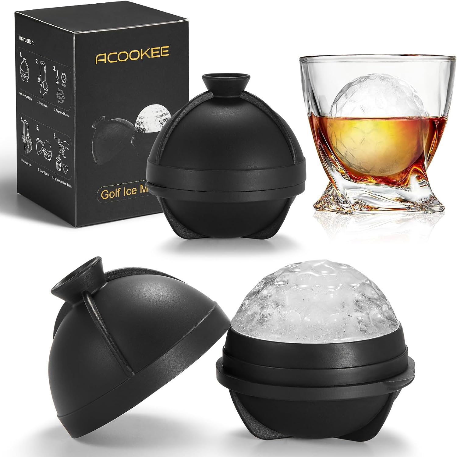 ACOOKEE Golf Ball Ice Mold, Set of 2