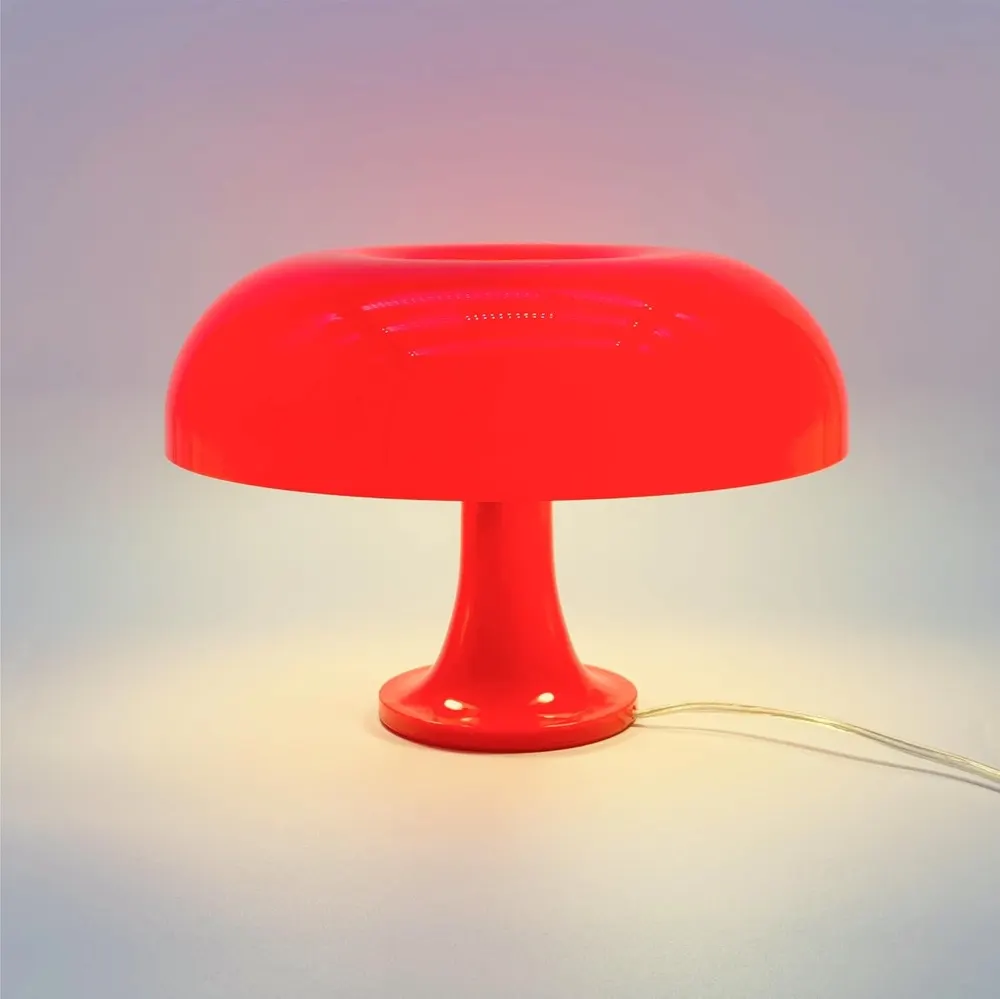 Lotus Atelier Retro Mushroom Lamp, Mid Century Modern (Red)