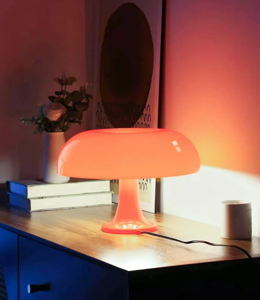 Anykonio Mid Century Mushroom Lamp, Minimalist (Orange)