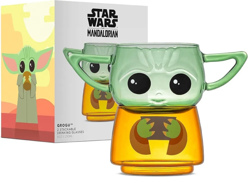 JoyJolt Star Wars Stackable Character Glasses (Grogu)