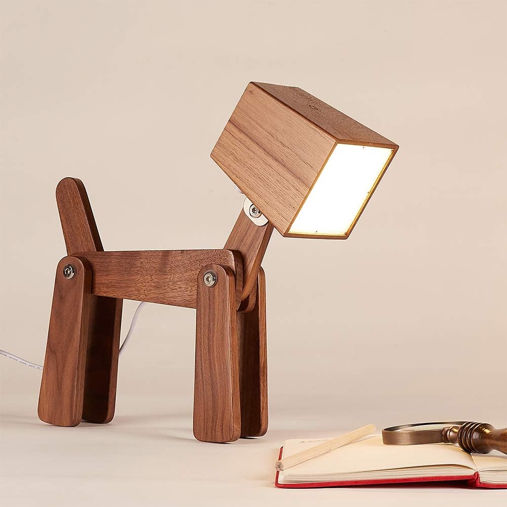 HROOME Wood Dog Table Lamp (Medium - Walnut)