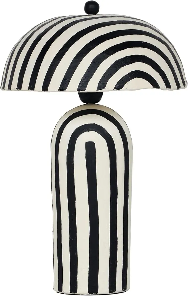TOV Furniture Maiori Striped Papier Mache Table Lamp (Black Stripes)