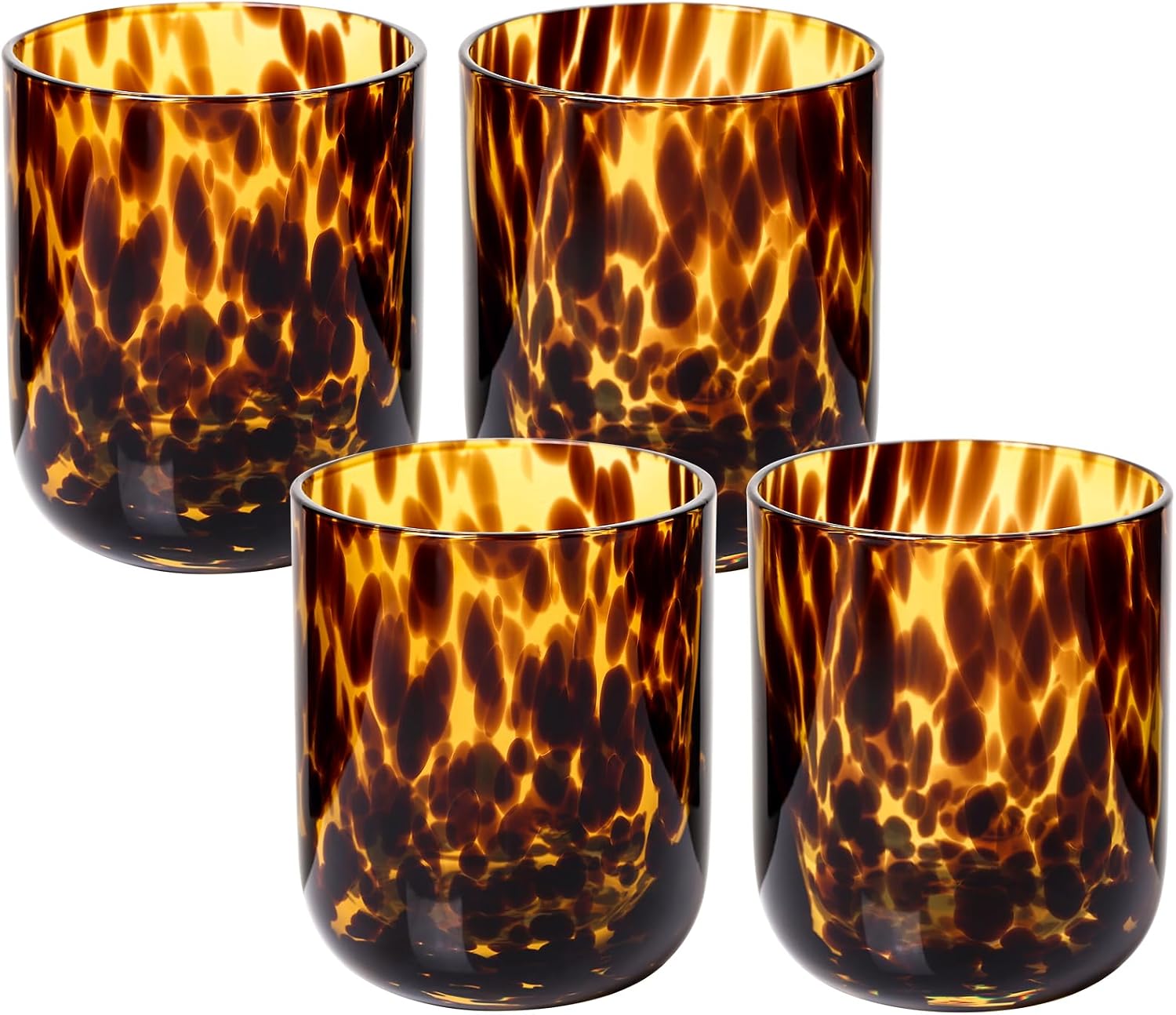 SIPBYSOP Tortoise Shell Drinking Glasses, Set of 4 (10oz)