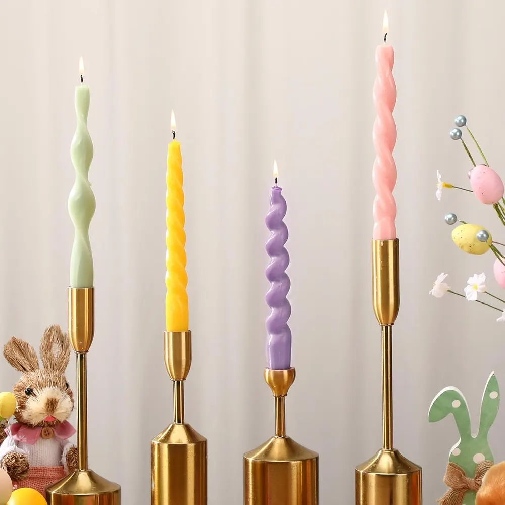 Nuanchu Twisted Taper Candles, 4-Pack (Pastel)